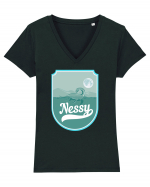 Retro Loch Ness Tricou mânecă scurtă guler V Damă Evoker