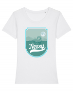 Retro Loch Ness Tricou mânecă scurtă guler larg fitted Damă Expresser