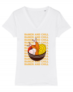 Ramen and Chill Tricou mânecă scurtă guler V Damă Evoker