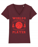 World'S Okayest Basketball Player Tricou mânecă scurtă guler V Damă Evoker