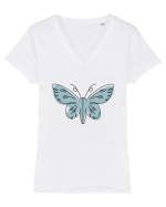 Abstract Butterfly Tricou mânecă scurtă guler V Damă Evoker
