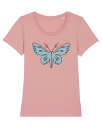Abstract Butterfly Tricou mânecă scurtă guler larg fitted Damă Expresser