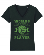 World'S Okayest Volleyball Player Tricou mânecă scurtă guler V Damă Evoker