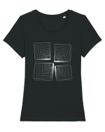 Abstract Cube Net Tricou mânecă scurtă guler larg fitted Damă Expresser