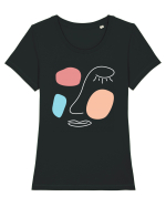 Abstract Face Tricou mânecă scurtă guler larg fitted Damă Expresser