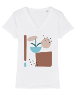 Abstract Garden Tricou mânecă scurtă guler V Damă Evoker