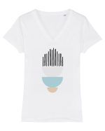 Abstract Kitchen Tricou mânecă scurtă guler V Damă Evoker