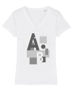 Abstract Letters Tricou mânecă scurtă guler V Damă Evoker
