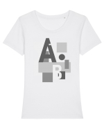 Abstract Letters Tricou mânecă scurtă guler larg fitted Damă Expresser