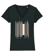 Abstract Lines Tricou mânecă scurtă guler V Damă Evoker