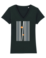 Abstract Lines and Dots Tricou mânecă scurtă guler V Damă Evoker