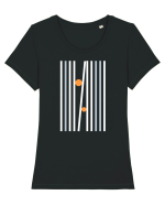 Abstract Lines and Dots Tricou mânecă scurtă guler larg fitted Damă Expresser