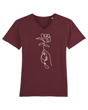 Abstract One Line Flower Burgundy