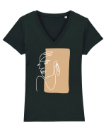 Abstract Portret Tricou mânecă scurtă guler V Damă Evoker