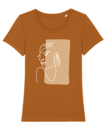 Abstract Portret Tricou mânecă scurtă guler larg fitted Damă Expresser