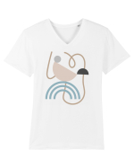 Abstract Ramen Tricou mânecă scurtă guler V Bărbat Presenter