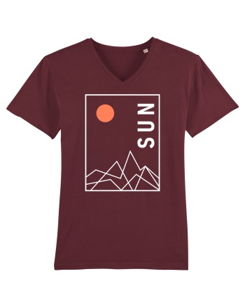 Abstract Sun and Mountains Burgundy