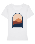 Abstract View Tricou mânecă scurtă guler larg fitted Damă Expresser
