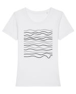 Abstract Waves Tricou mânecă scurtă guler larg fitted Damă Expresser
