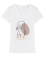 Abstract Woman Body Tricou mânecă scurtă guler V Damă Evoker