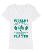 World'S Okayest Rugby Player Tricou mânecă scurtă guler V Damă Evoker