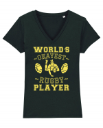 World'S Okayest Rugby Player Tricou mânecă scurtă guler V Damă Evoker
