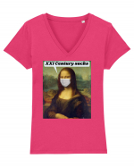 Funny Mona Lisa Tricou mânecă scurtă guler V Damă Evoker
