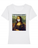 Funny Mona Lisa Tricou mânecă scurtă guler larg fitted Damă Expresser