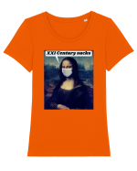 Funny Mona Lisa Tricou mânecă scurtă guler larg fitted Damă Expresser