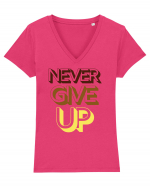 Never Give Up Tricou mânecă scurtă guler V Damă Evoker