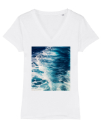 Deep Blue Waves Tricou mânecă scurtă guler V Damă Evoker