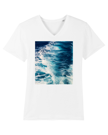 Deep Blue Waves White