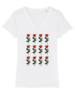 Roses Tricou mânecă scurtă guler V Damă Evoker