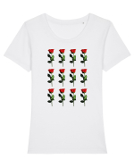 Roses Tricou mânecă scurtă guler larg fitted Damă Expresser