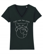 Cats Rule the World Tricou mânecă scurtă guler V Damă Evoker