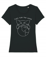 Cats Rule the World Tricou mânecă scurtă guler larg fitted Damă Expresser