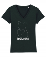 Meowracie Tricou mânecă scurtă guler V Damă Evoker