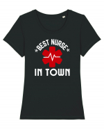 Best Nurse In Town Tricou mânecă scurtă guler larg fitted Damă Expresser