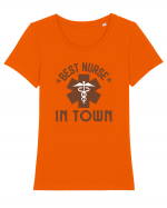 Best Nurse In Town Tricou mânecă scurtă guler larg fitted Damă Expresser