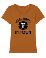 Best Nurse In Town Tricou mânecă scurtă guler larg fitted Damă Expresser