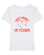 Best Nurse In Town Tricou mânecă scurtă guler larg fitted Damă Expresser