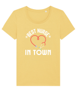 Best Nurse In Town Tricou mânecă scurtă guler larg fitted Damă Expresser