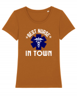 Best Nurse In Town Tricou mânecă scurtă guler larg fitted Damă Expresser