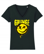 Grunge Music Smiley Tricou mânecă scurtă guler V Damă Evoker