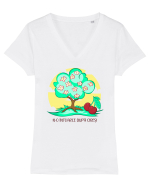 N-o întoarce după cireș! Tricou mânecă scurtă guler V Damă Evoker