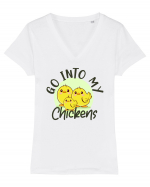 Go into my chickens Tricou mânecă scurtă guler V Damă Evoker