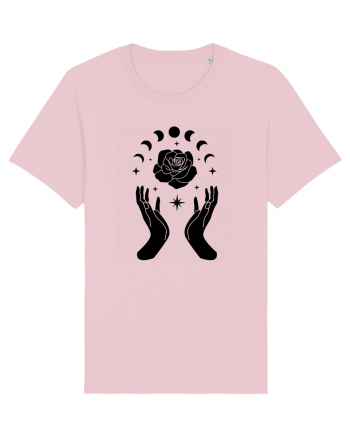 Mystic Moon Phases Black Cotton Pink