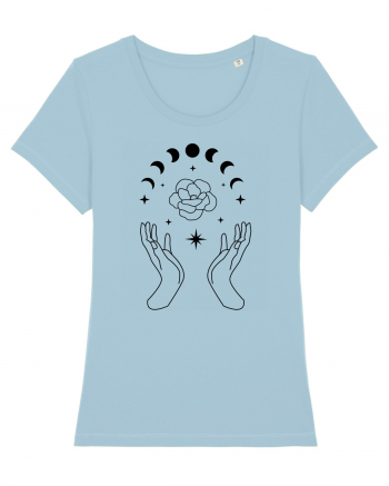 Mystic Moon Phases Hands Sky Blue