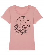 Mystic Moon Flowers Tricou mânecă scurtă guler larg fitted Damă Expresser