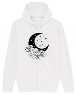 Mystic Moon Flowers bw Hanorac cu fermoar Unisex Connector